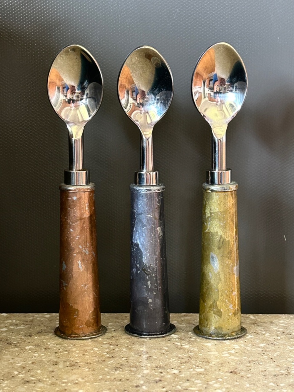 3 Piece Set Spoons Rustic Farmhouse Galvanized Teaspoons Stainless Head